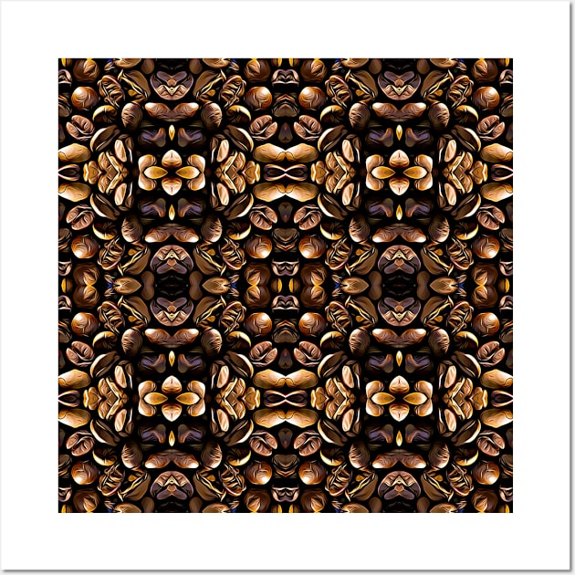 Brown Roasted Coffee Beans Pattern 1 Wall Art by BubbleMench